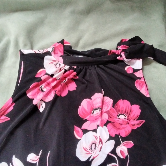 LIz Claiborne floral sleeveless tie neck career dressy blouse shirt top … - Picture 2 of 12